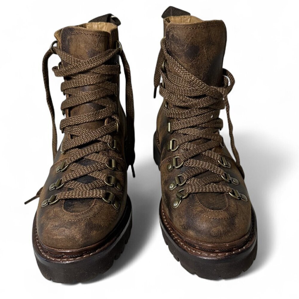 Women's Grenson Nannette Hiker Combat Boot UK 4.5 Brown Distressed Leather NWOT - Picture 5 of 11